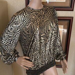 Vintage Animal Print Top Judy Bond Sz L